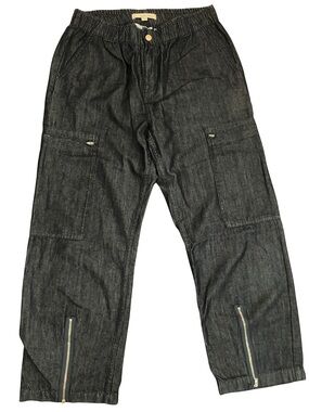 Seventy Men's Dark Indigo Cargo Pants with Ankle Zippers
